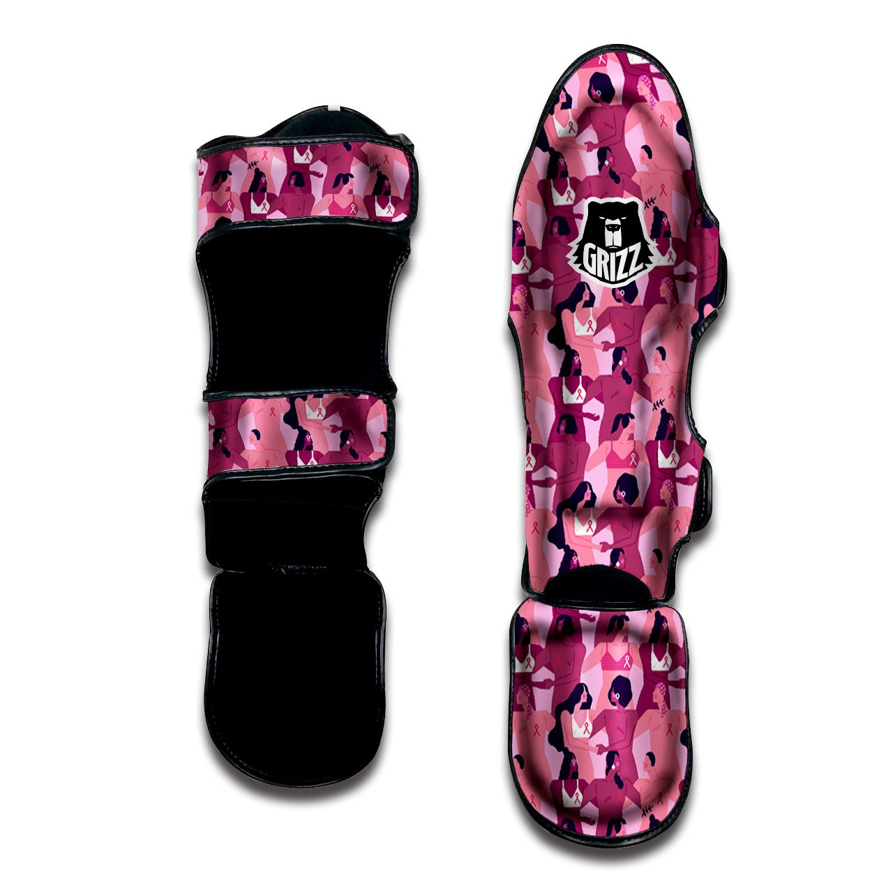 Breast Cancer Pink Print Pattern Muay Thai Shin Guards-grizzshop