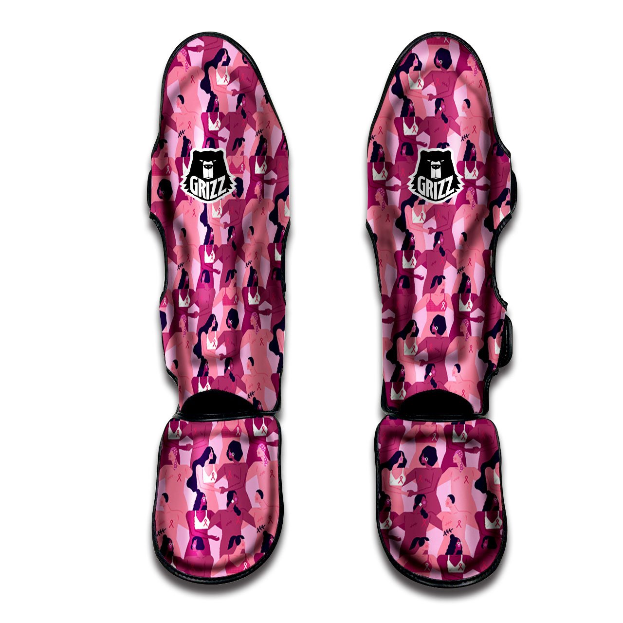 Breast Cancer Pink Print Pattern Muay Thai Shin Guards-grizzshop