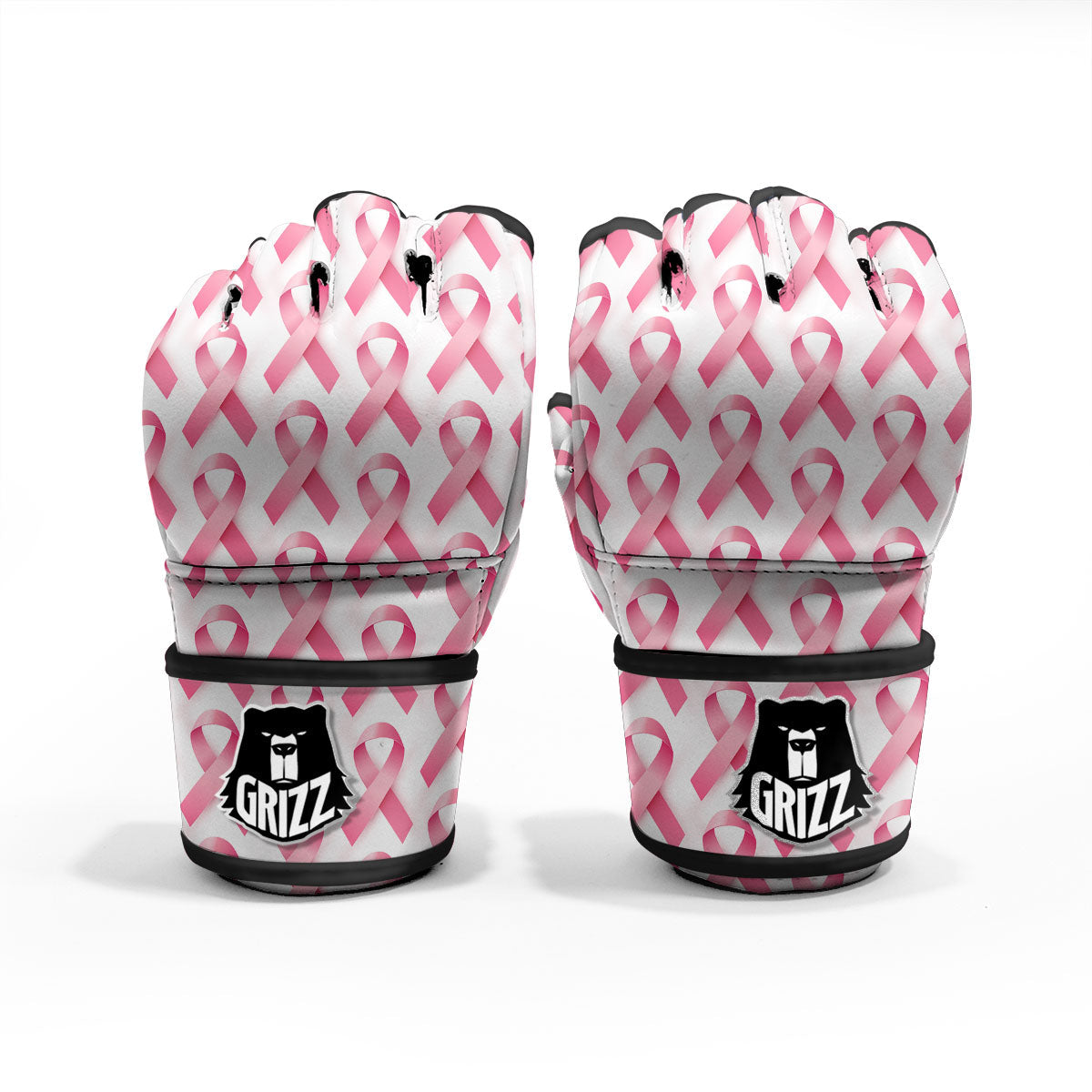 Breast Cancer Pink Ribbon Print Pattern MMA Gloves-grizzshop