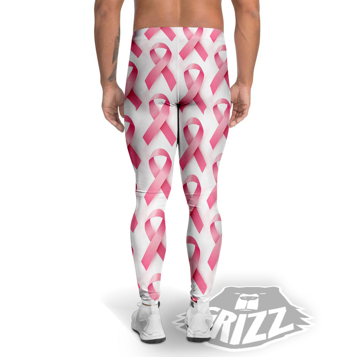 Breast Cancer Pink Ribbon Print Pattern Men's Leggings-grizzshop