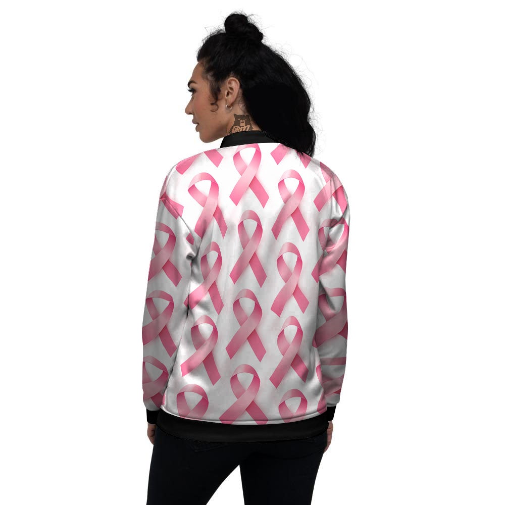 Breast Cancer Pink Ribbon Print Pattern Women's Bomber Jacket-grizzshop