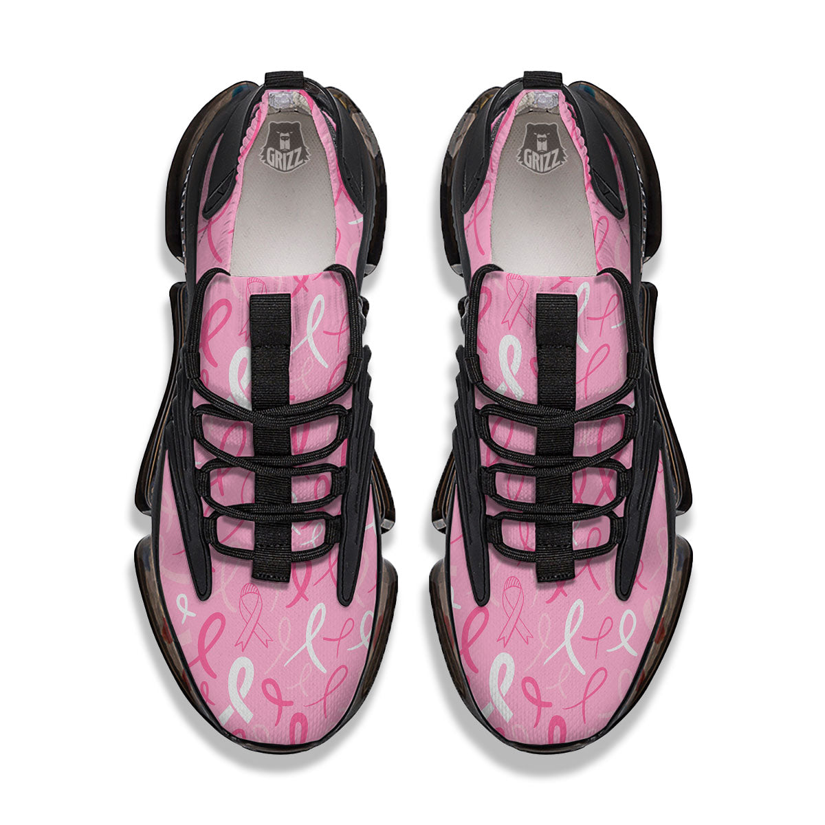 Breast Cancer Ribbon Pink Print Pattern Black Gym Shoes-grizzshop