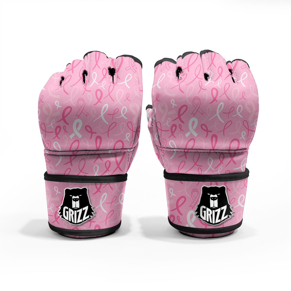 Breast Cancer Ribbon Pink Print Pattern MMA Gloves-grizzshop