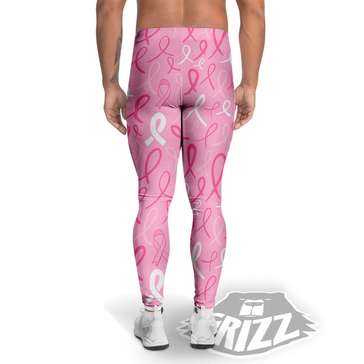 Breast Cancer Ribbon Pink Print Pattern Men's Leggings-grizzshop