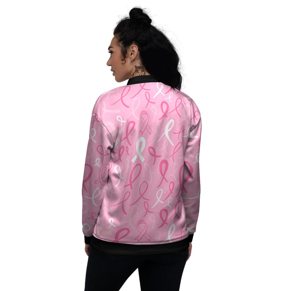 Breast Cancer Ribbon Pink Print Pattern Women's Bomber Jacket-grizzshop