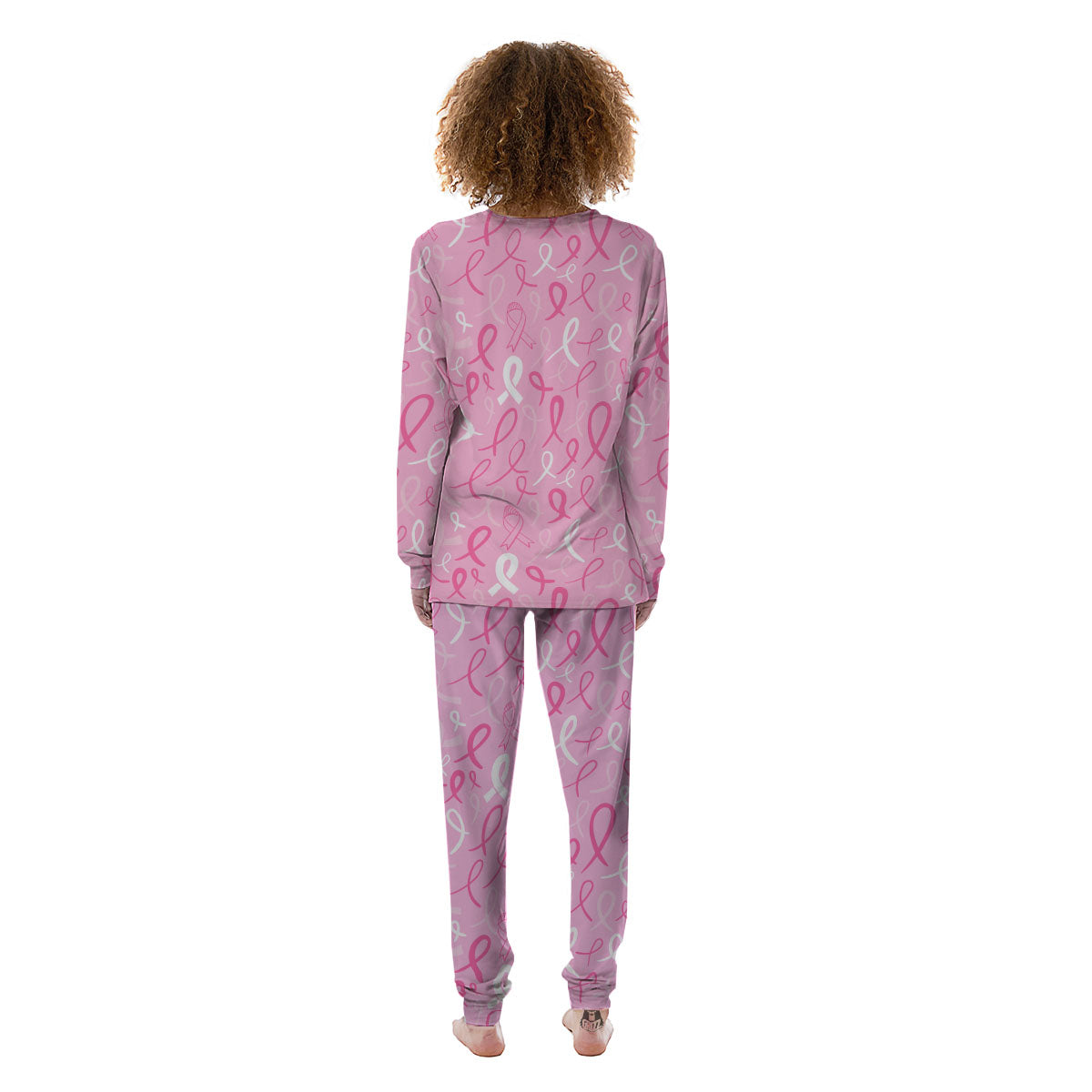 Breast Cancer Ribbon Pink Print Pattern Women's Pajamas-grizzshop