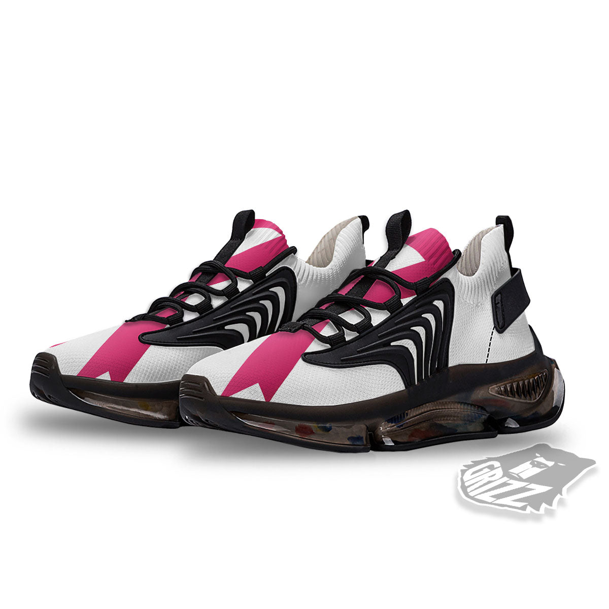 Breast Cancer White And Pink Print Black Gym Shoes-grizzshop