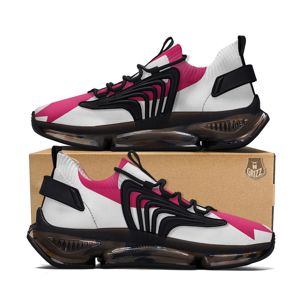 Breast Cancer White And Pink Print Black Gym Shoes-grizzshop