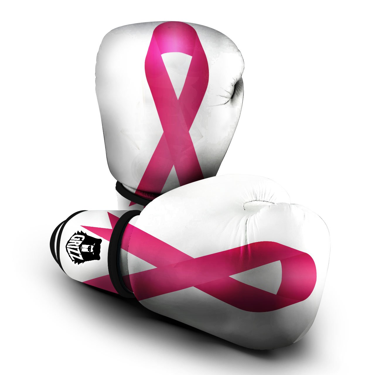 Breast Cancer White And Pink Print Boxing Gloves-grizzshop