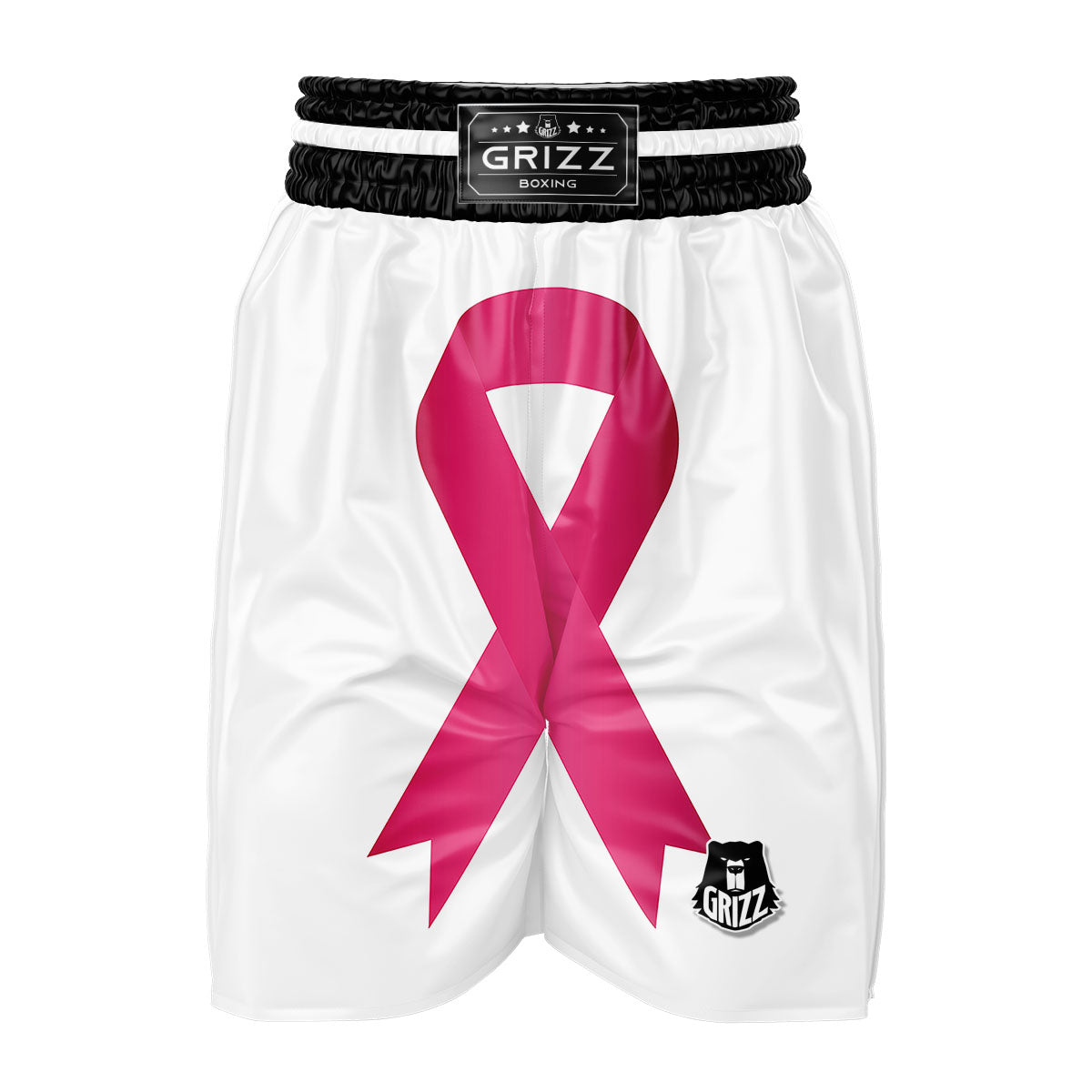 Breast Cancer White And Pink Print Boxing Shorts-grizzshop