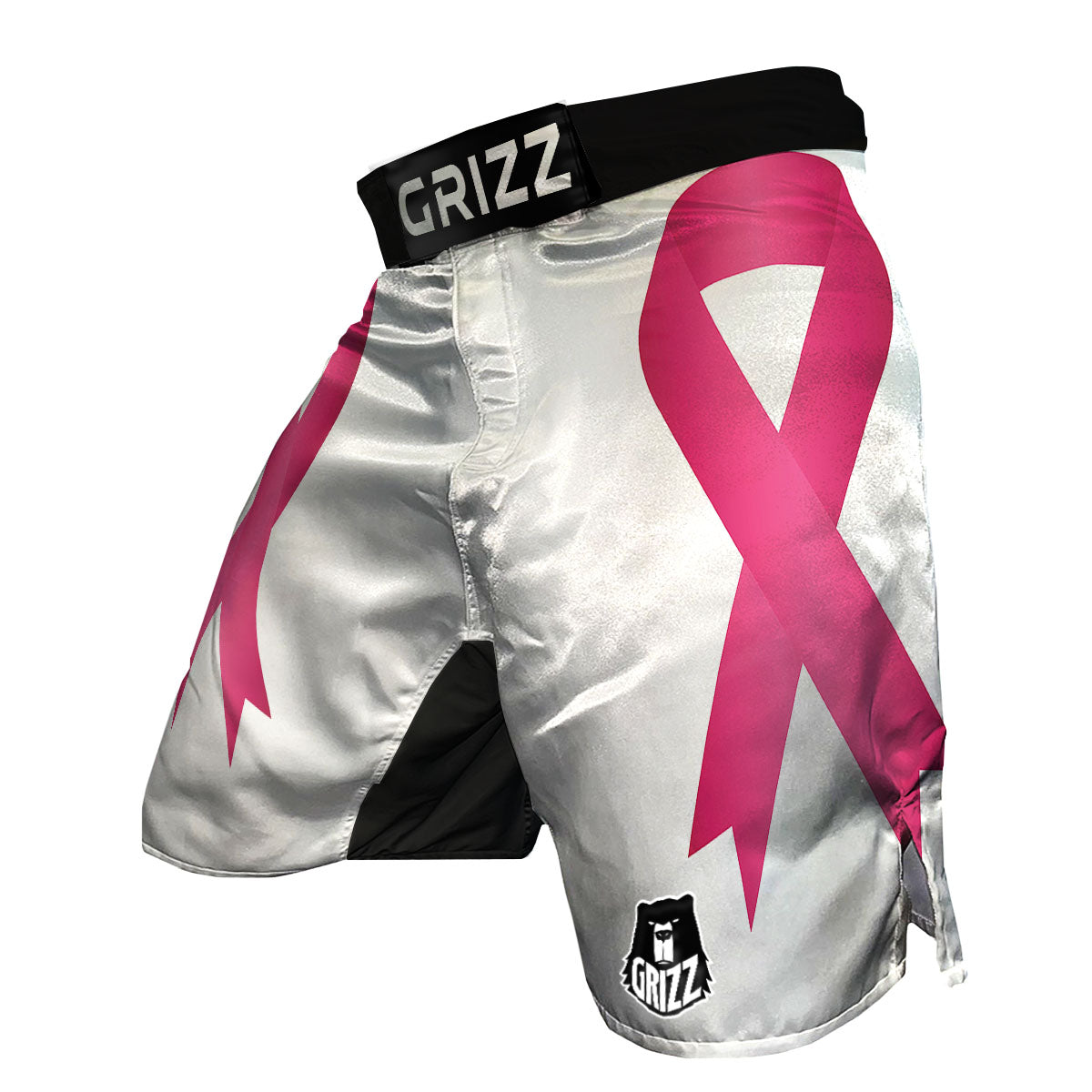 Breast Cancer White And Pink Print MMA Shorts-grizzshop
