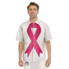 Breast Cancer White And Pink Print Men's Short Sleeve Shirts-grizzshop