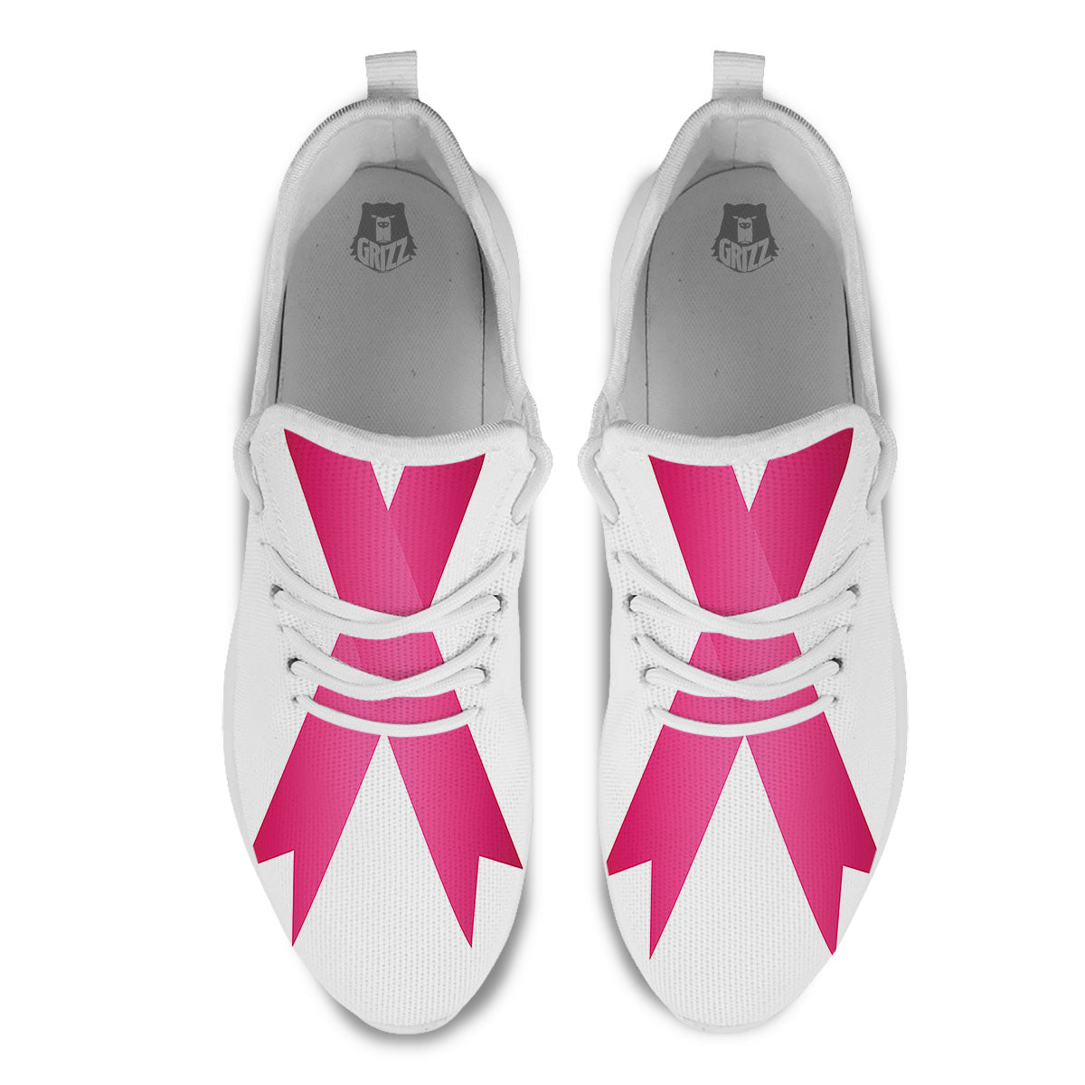 Breast Cancer White And Pink Print White Athletic Shoes-grizzshop