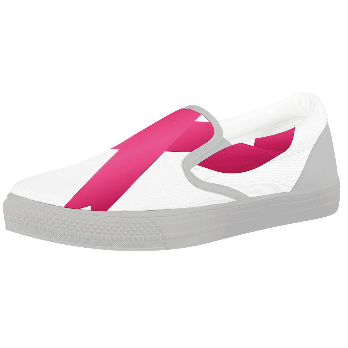 Breast Cancer White And Pink Print White Slip On Shoes-grizzshop
