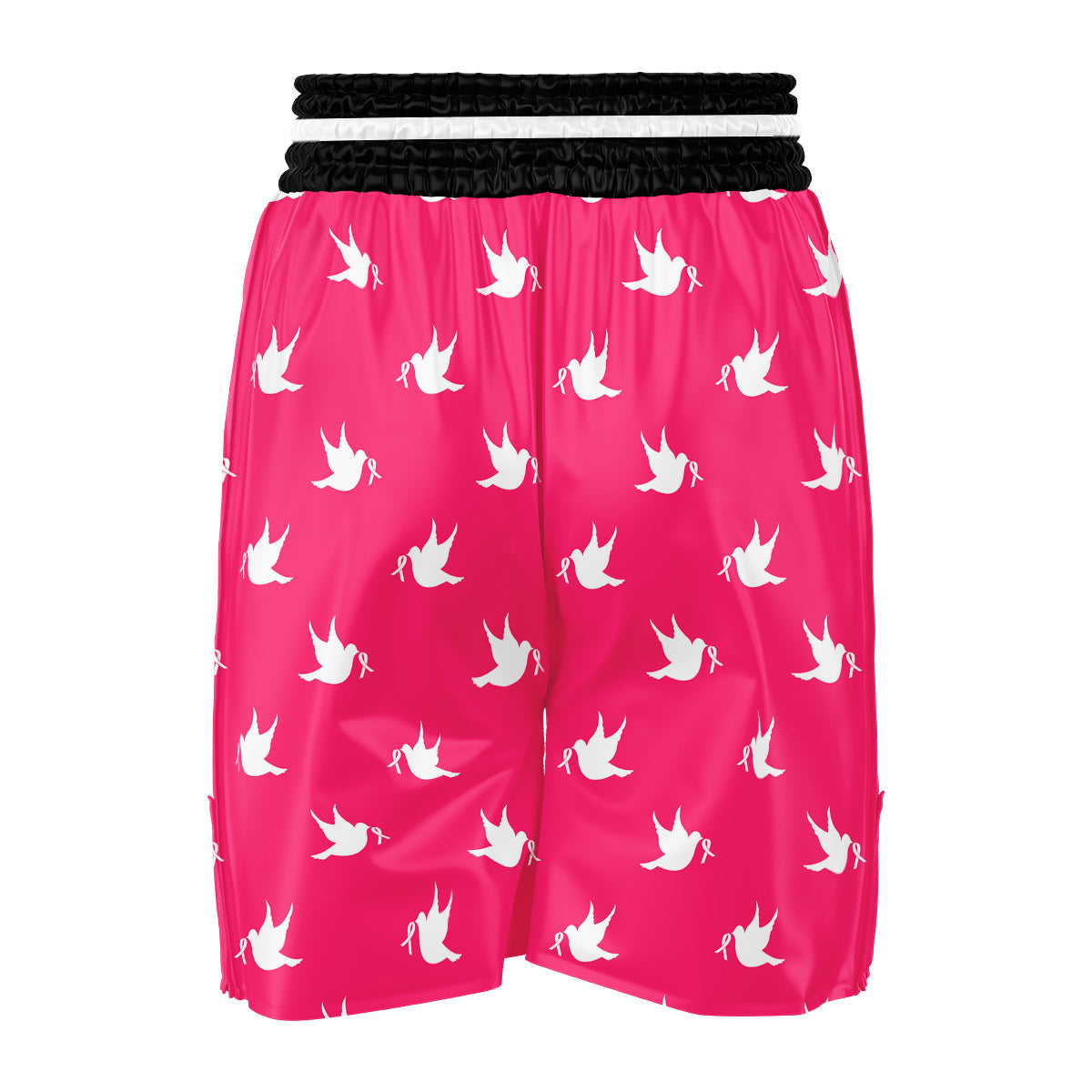 Breast Cancer White Dove Print Pattern Boxing Shorts-grizzshop