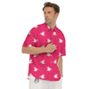 Breast Cancer White Dove Print Pattern Men's Short Sleeve Shirts-grizzshop