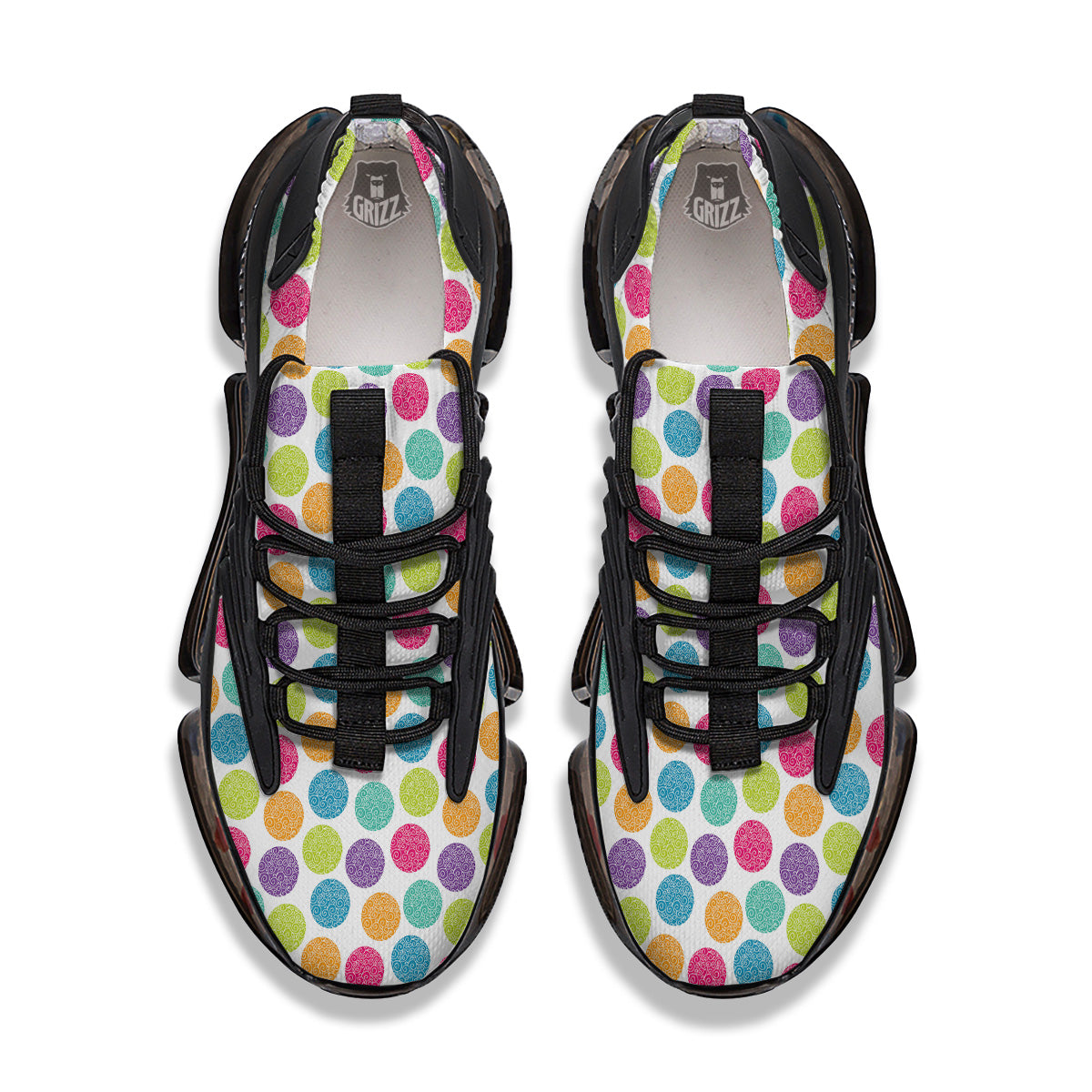 Bright Polka Dot Colorful Print Pattern Black Gym Shoes-grizzshop