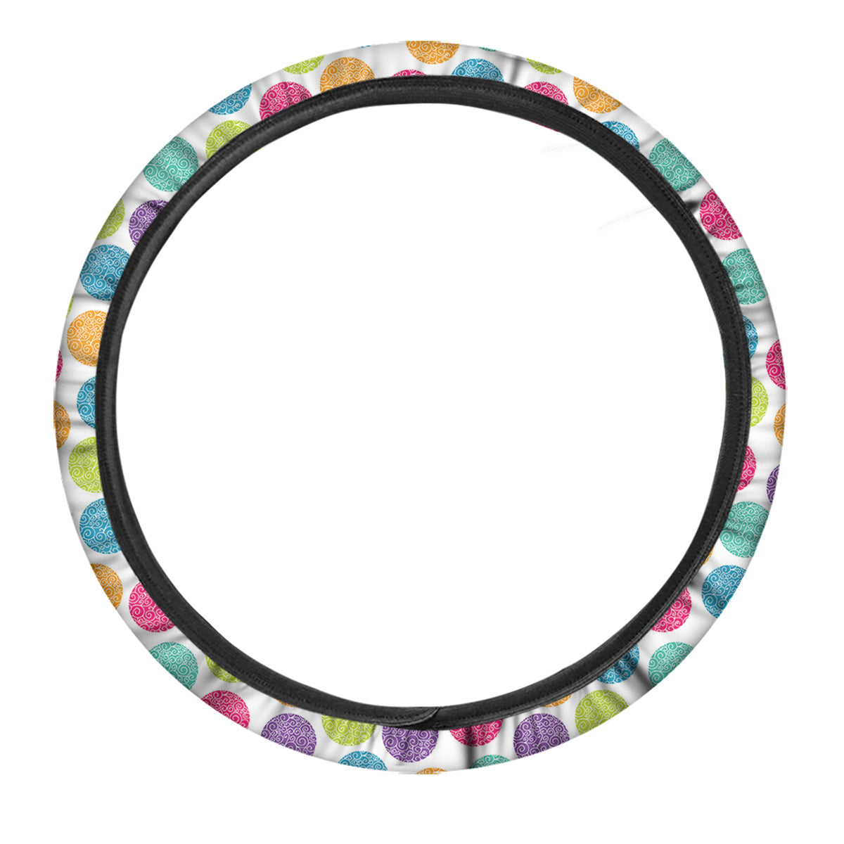Bright Polka Dot Colorful Print Pattern Car Steering Wheel Cover-grizzshop