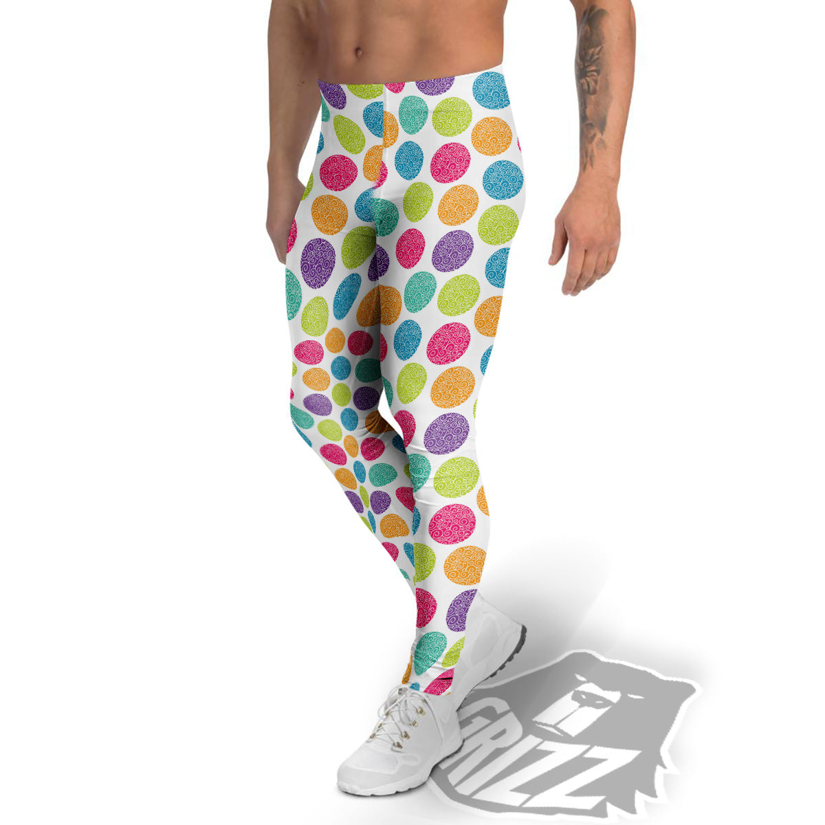Bright Polka Dot Colorful Print Pattern Men's Leggings-grizzshop