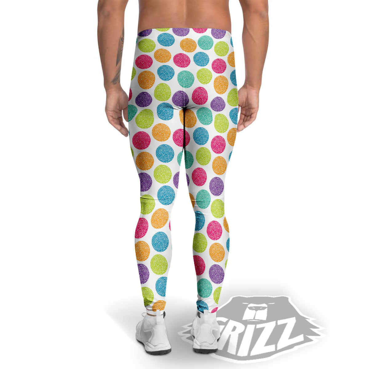 Bright Polka Dot Colorful Print Pattern Men's Leggings-grizzshop