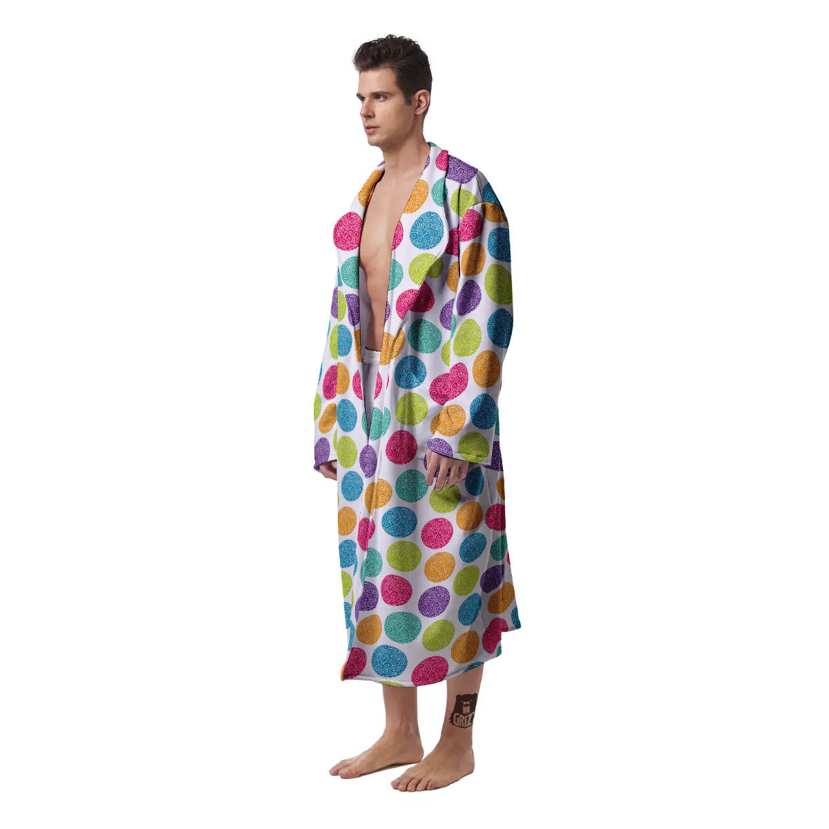 Bright Polka Dot Colorful Print Pattern Men's Robe-grizzshop