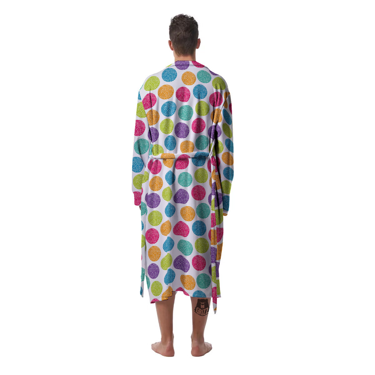 Bright Polka Dot Colorful Print Pattern Men's Robe-grizzshop