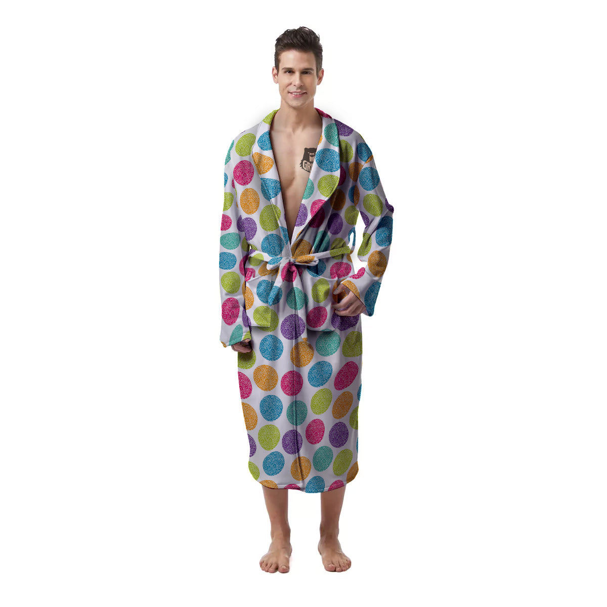 Bright Polka Dot Colorful Print Pattern Men's Robe-grizzshop