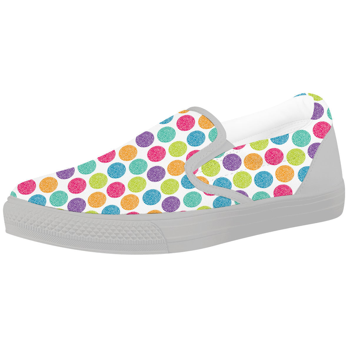 Bright Polka Dot Colorful Print Pattern White Slip On Shoes-grizzshop