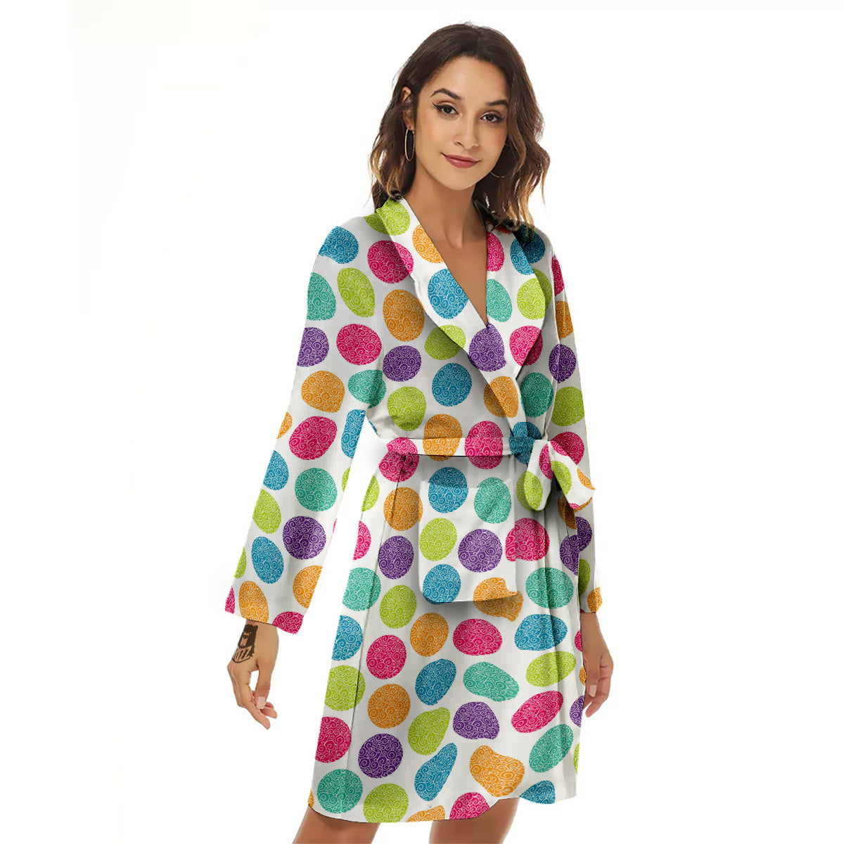 Bright Polka Dot Colorful Print Pattern Women's Robe-grizzshop