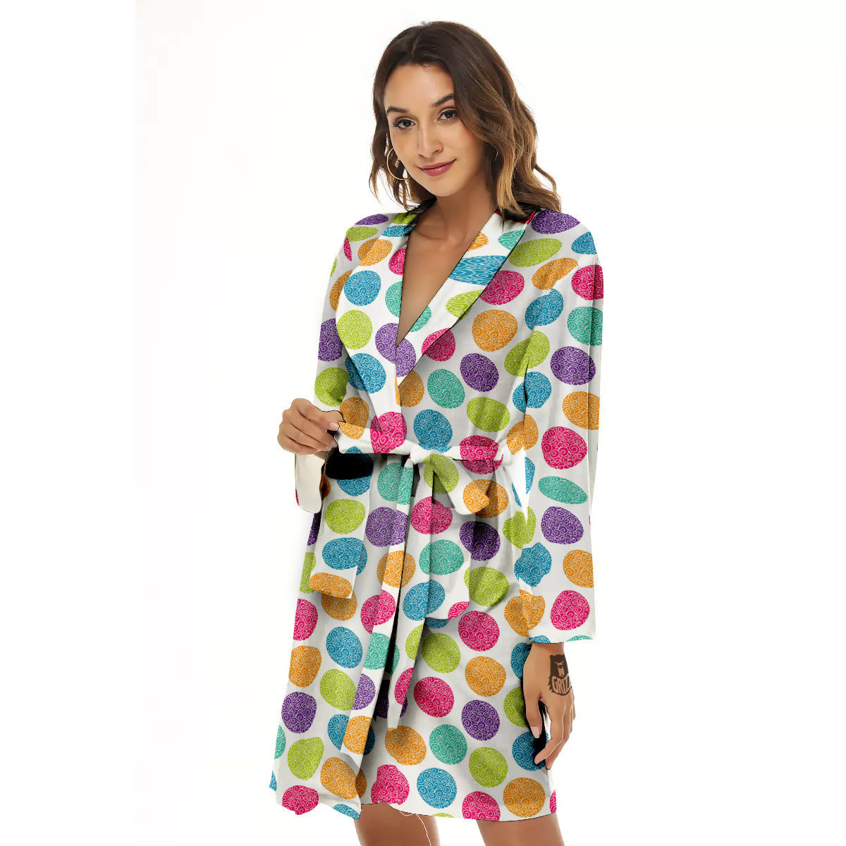 Bright Polka Dot Colorful Print Pattern Women's Robe-grizzshop