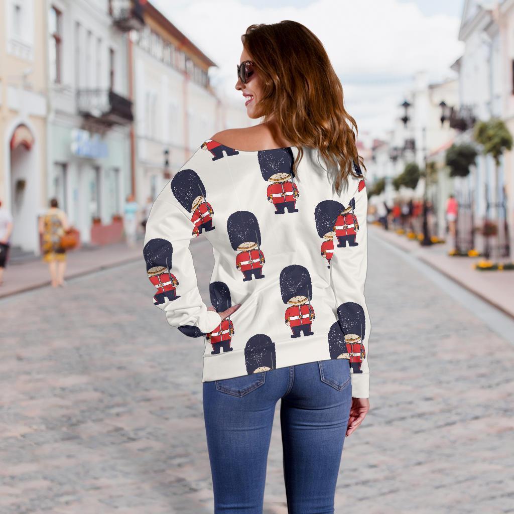 British Army Pattern Print Women Off Shoulder Sweatshirt-grizzshop