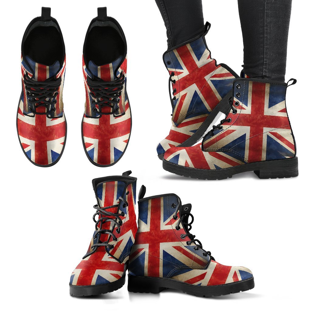 British Flag Women's Leather Boots-grizzshop