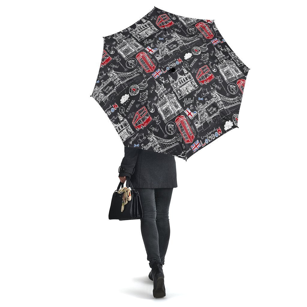 British Pattern Print Automatic Foldable Umbrella-grizzshop