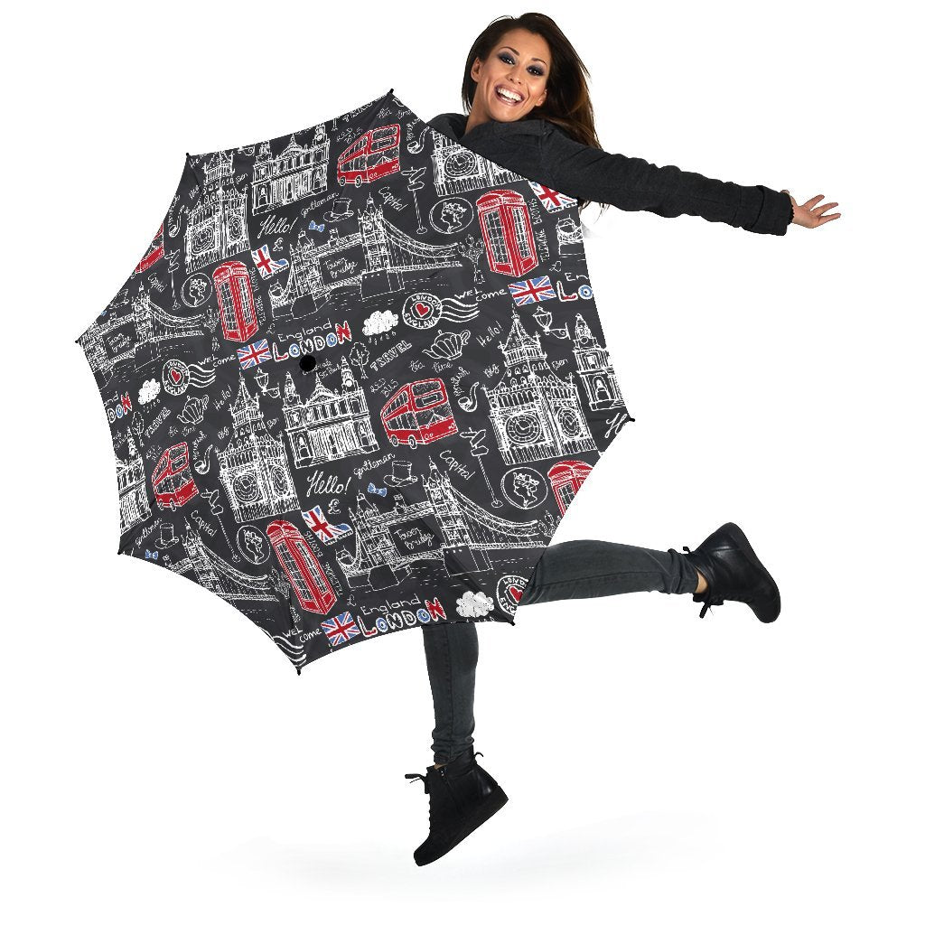 British Pattern Print Automatic Foldable Umbrella-grizzshop