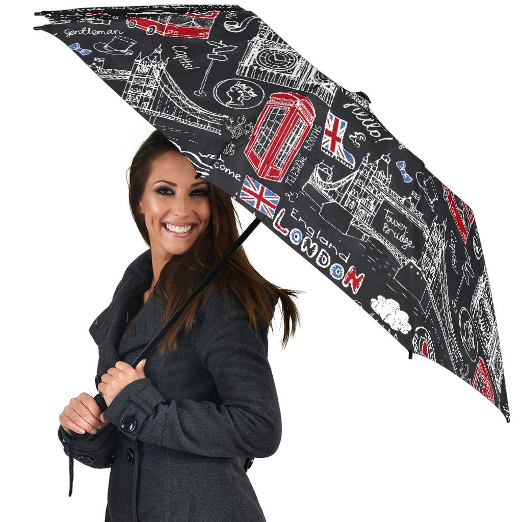 British Pattern Print Automatic Foldable Umbrella-grizzshop
