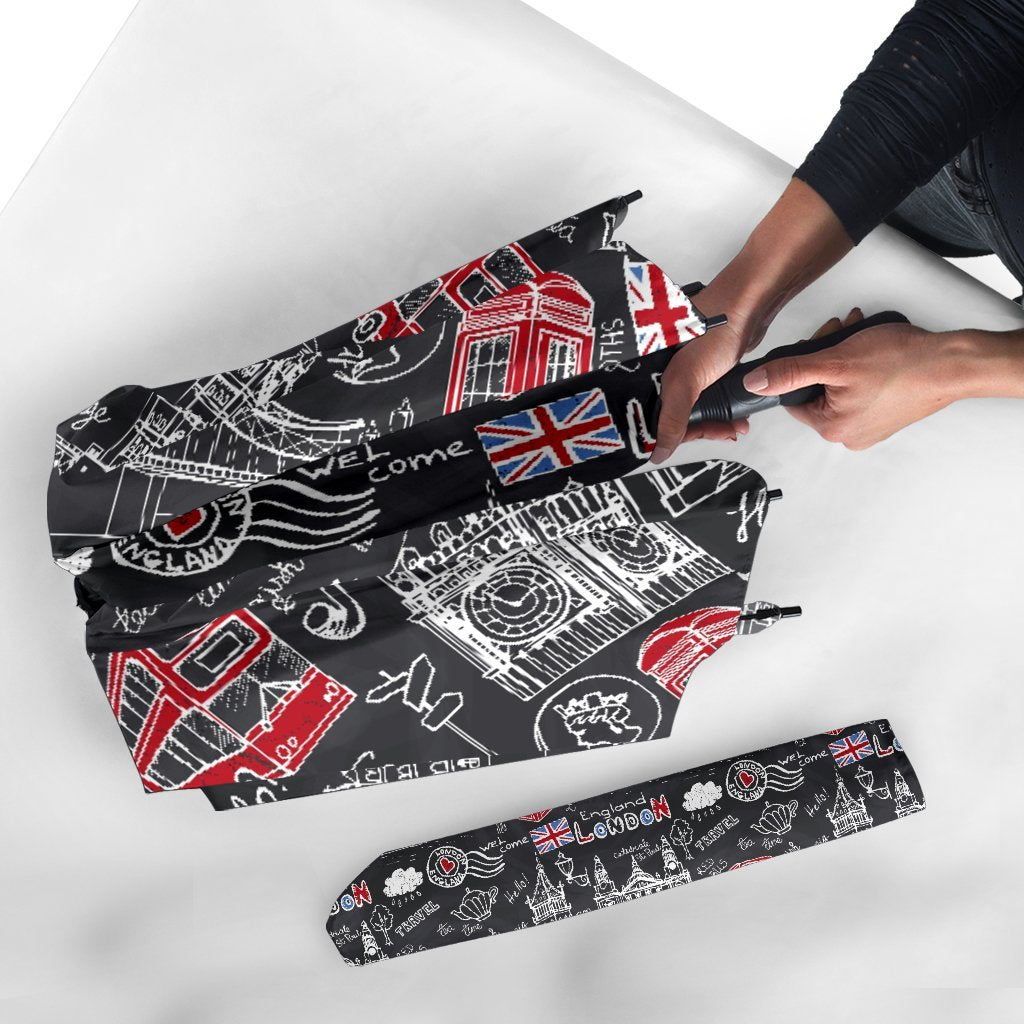British Pattern Print Automatic Foldable Umbrella-grizzshop