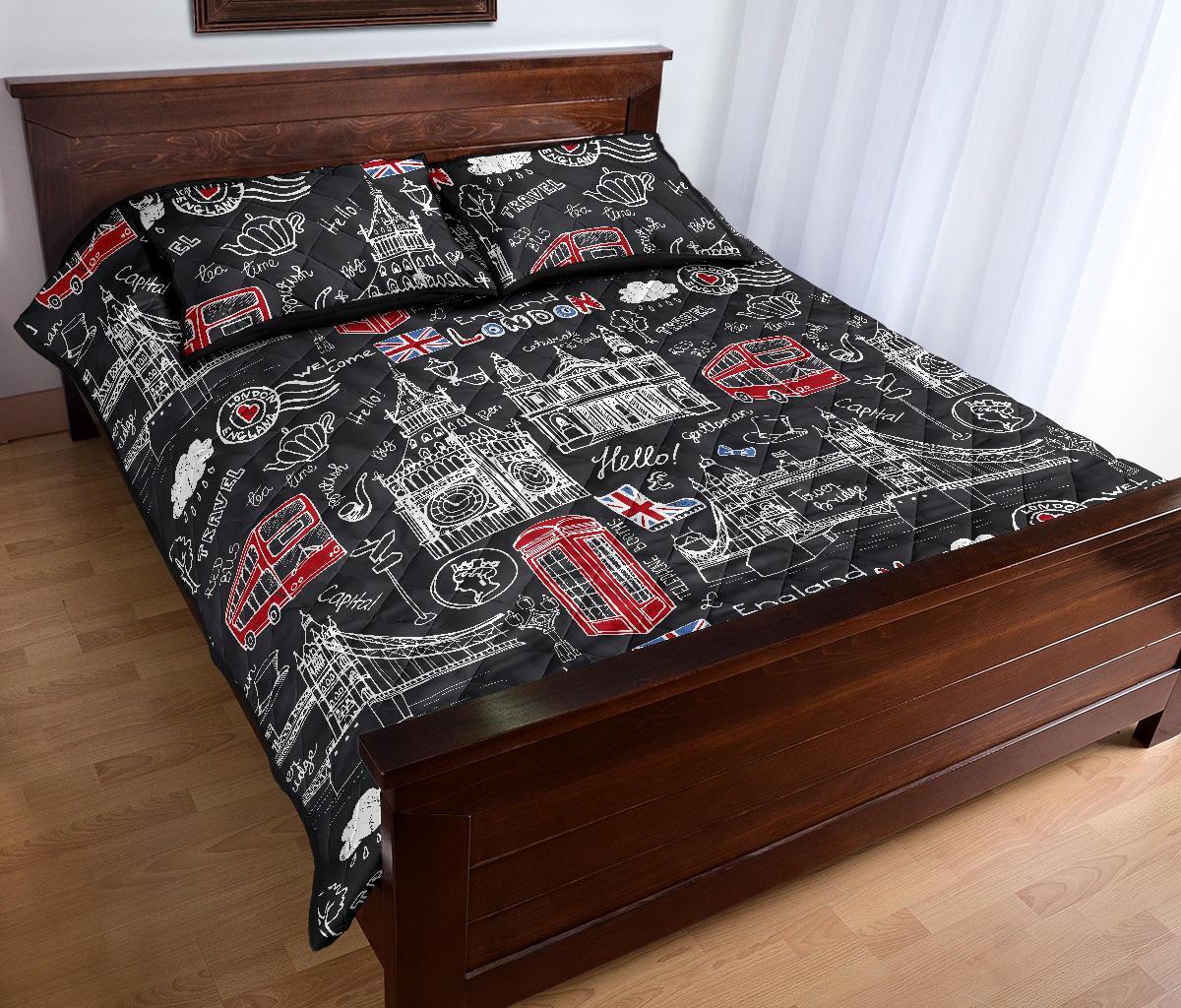 British Pattern Print Bed Set Quilt-grizzshop