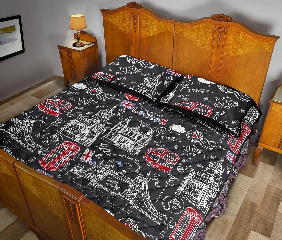 British Pattern Print Bed Set Quilt-grizzshop