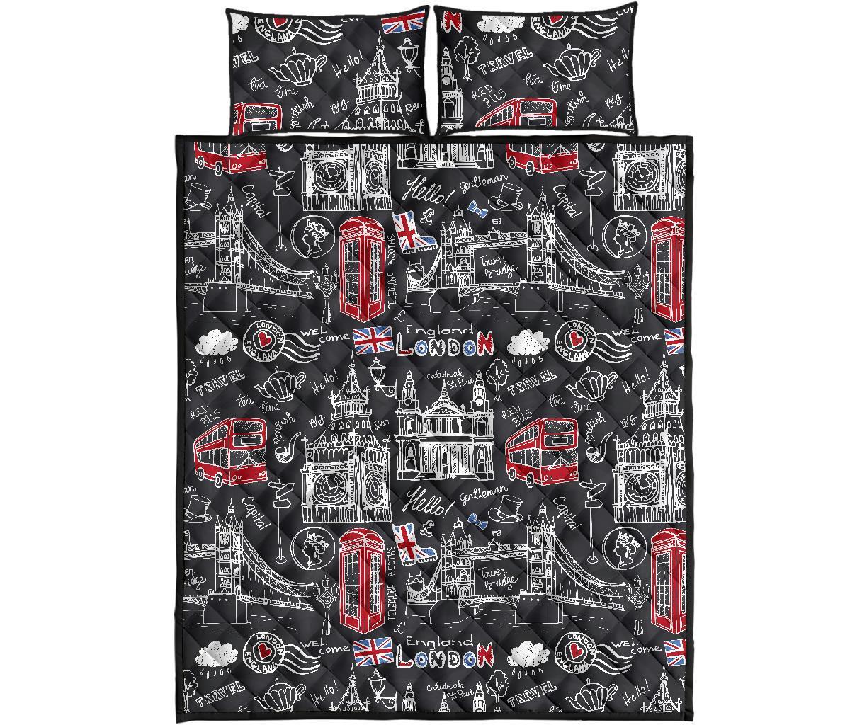 British Pattern Print Bed Set Quilt-grizzshop