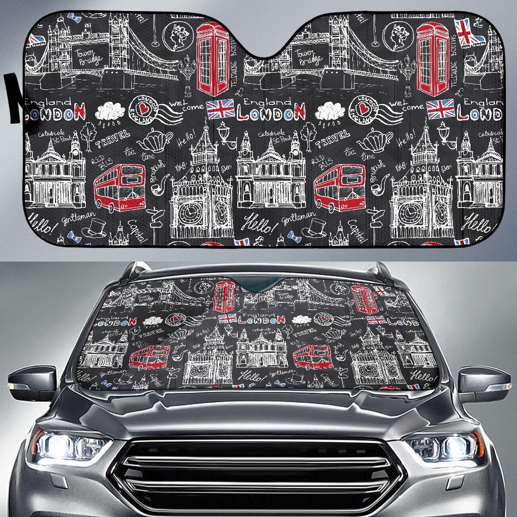 British Pattern Print Car Sun Shade-grizzshop