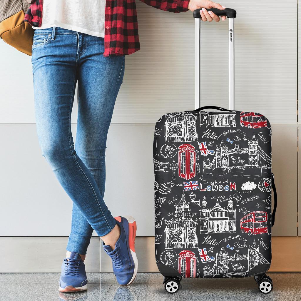 British Pattern Print Luggage Cover Protector-grizzshop