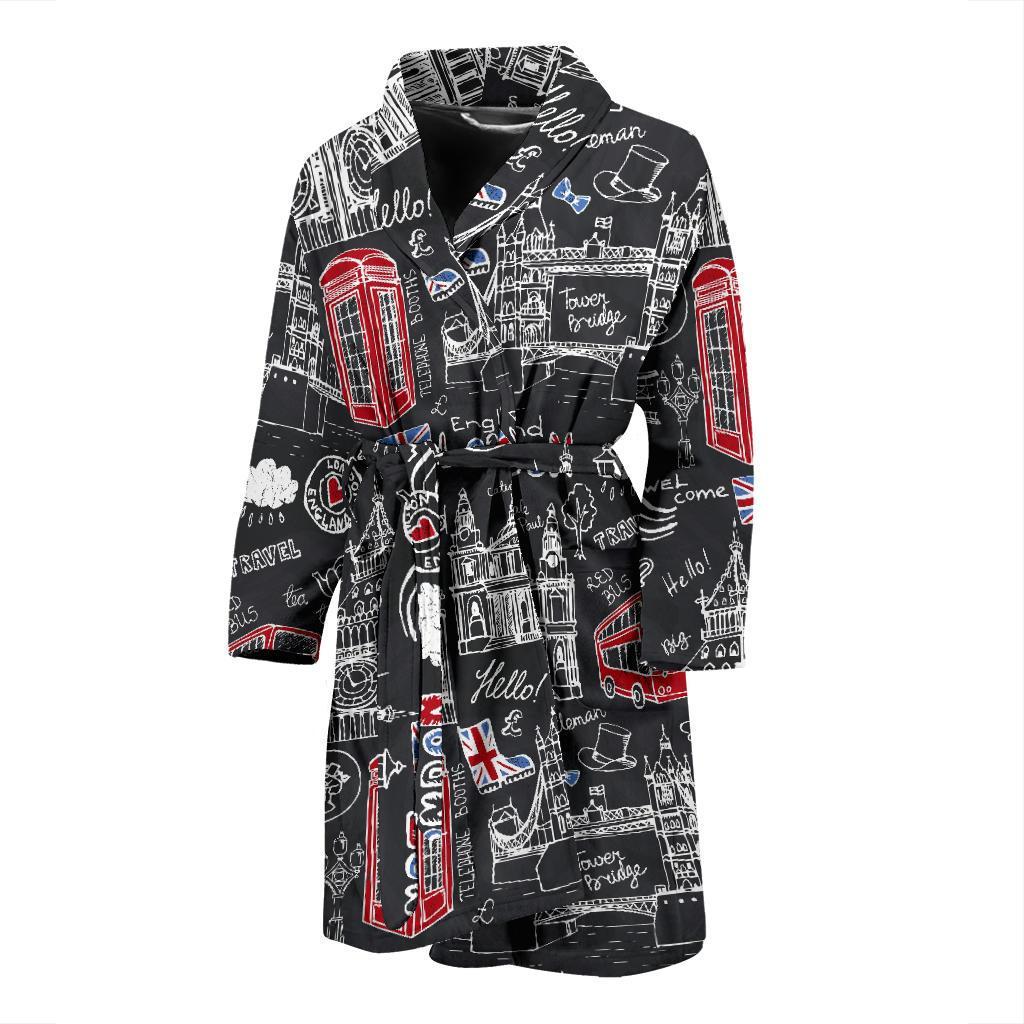 British Pattern Print Men Long Robe-grizzshop