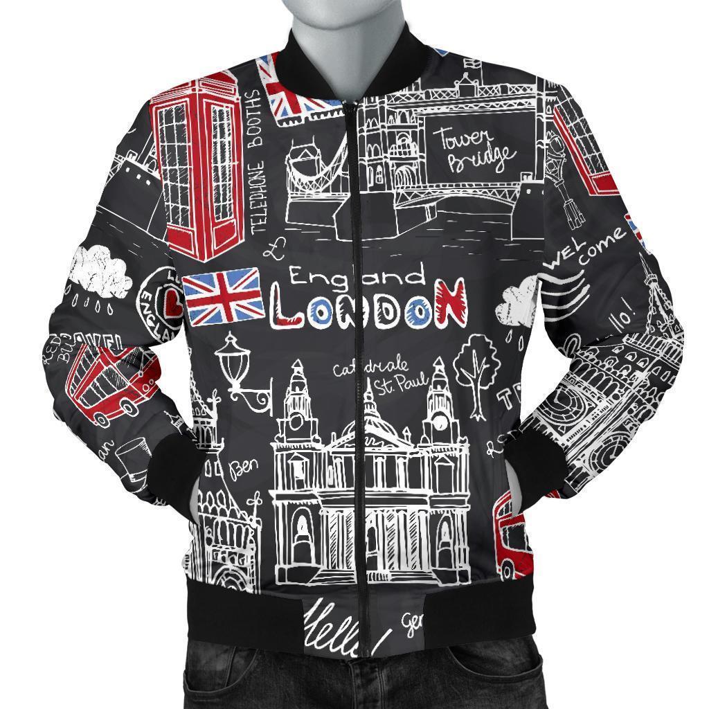 British Pattern Print Men's Bomber Jacket-grizzshop