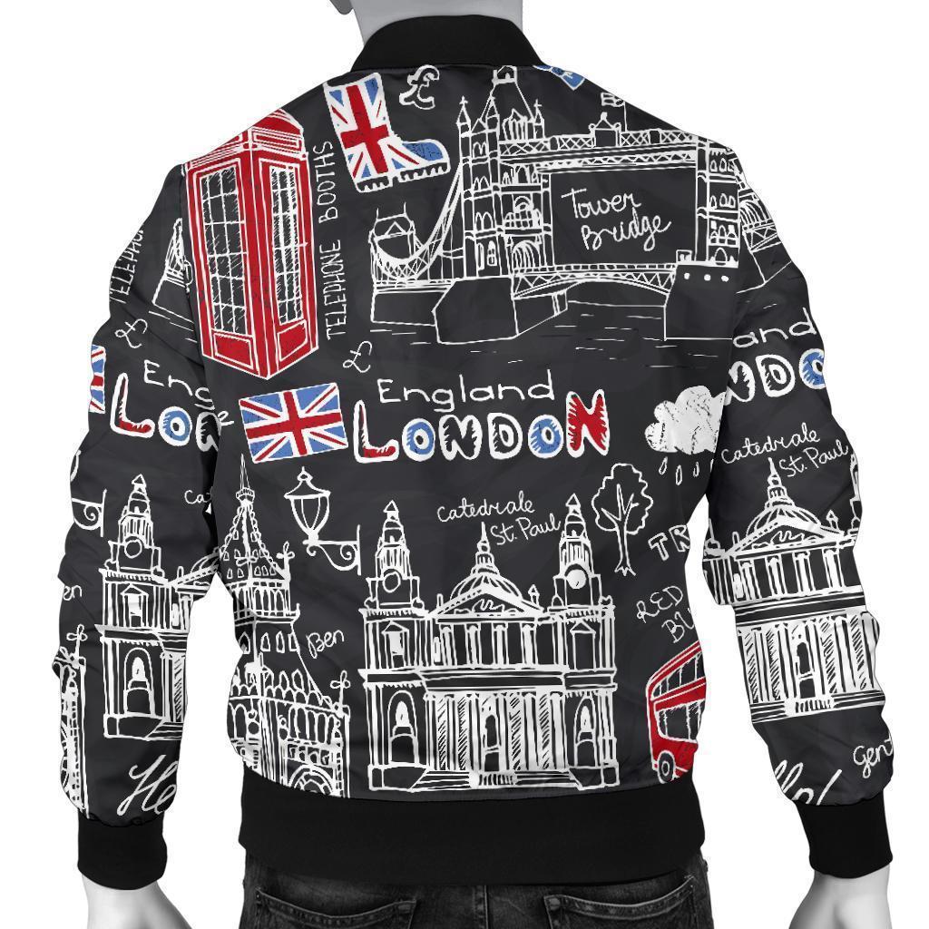 British Pattern Print Men's Bomber Jacket-grizzshop