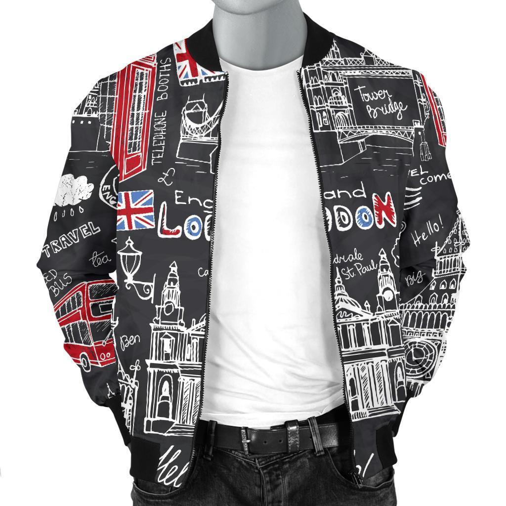 British Pattern Print Men's Bomber Jacket-grizzshop