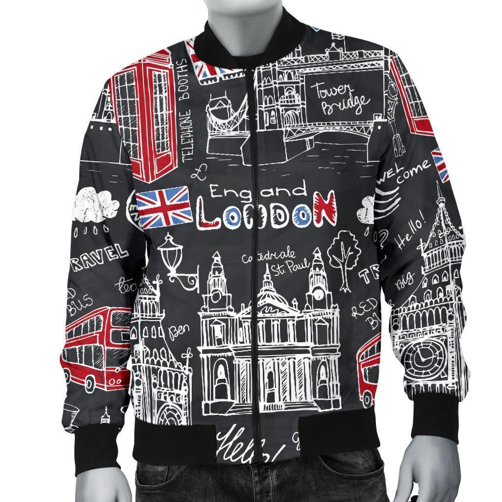 British Pattern Print Men's Bomber Jacket-grizzshop