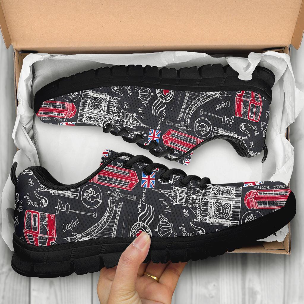 British Pattern Print Sneaker Shoes For Men Women-grizzshop