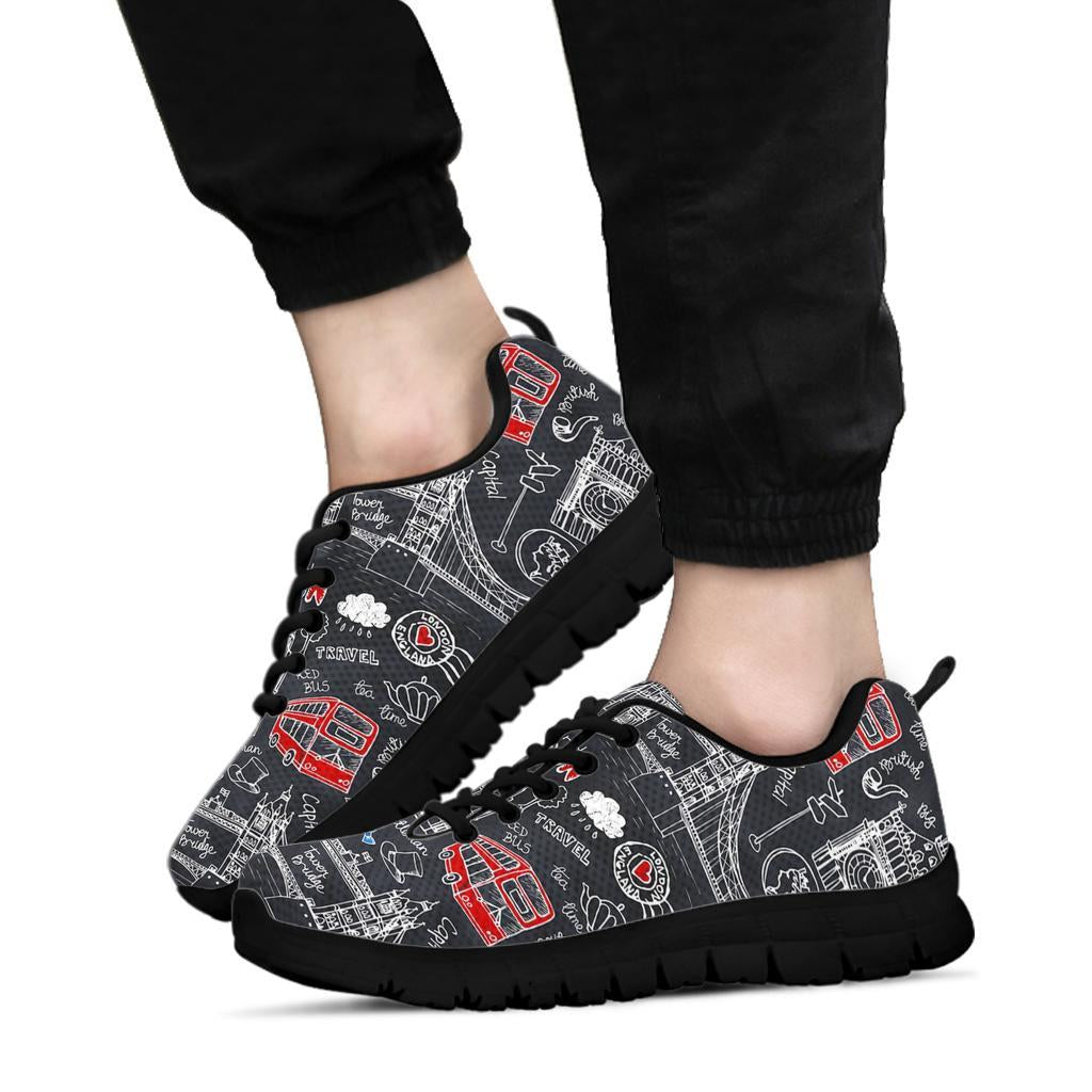 British Pattern Print Sneaker Shoes For Men Women-grizzshop