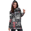 British Pattern Print Women Hoodie Dress-grizzshop