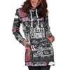 British Pattern Print Women Hoodie Dress-grizzshop